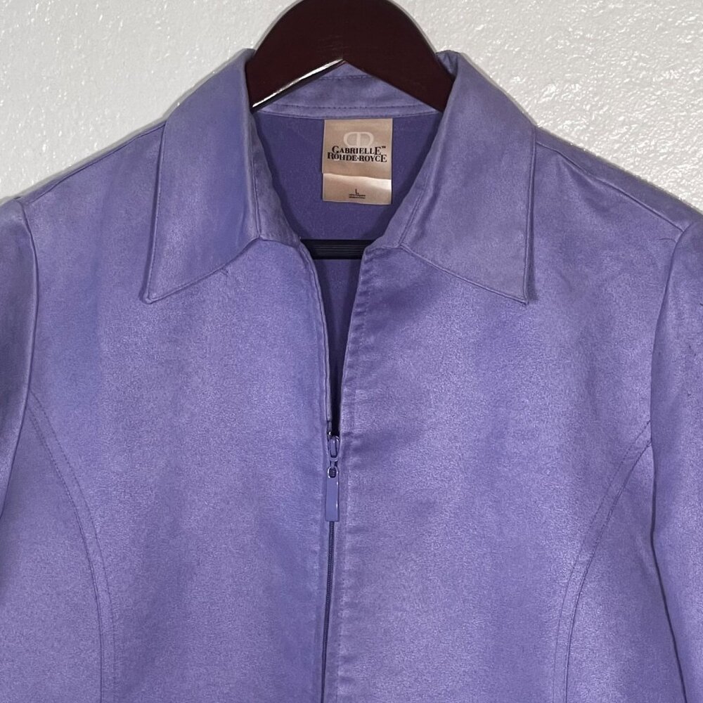 Gabrielle Rohde-Royce Womens Lavender Zip-Up Jacket Size L Lightweight Soft Fini